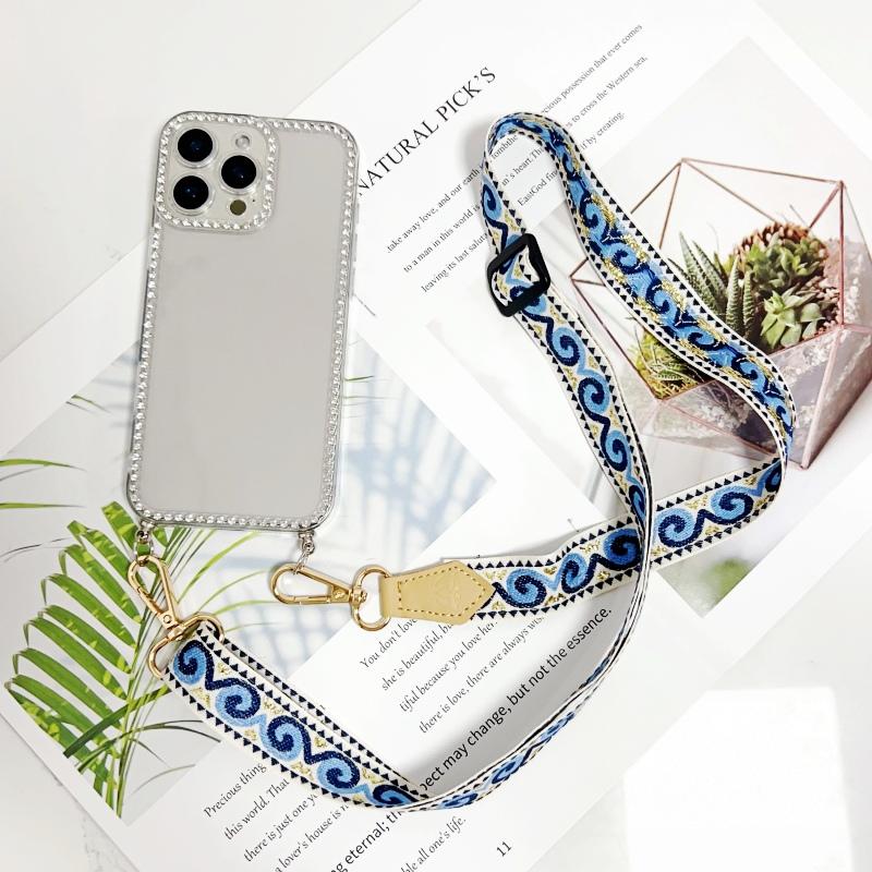 

Spun Gold Retro Lanyard Case For iPhone 17 16 Pro Max 11 12 13 14 15 Plus Shockproof Crossbody Cord Strap Diamond Clear Cover for iPhone 17