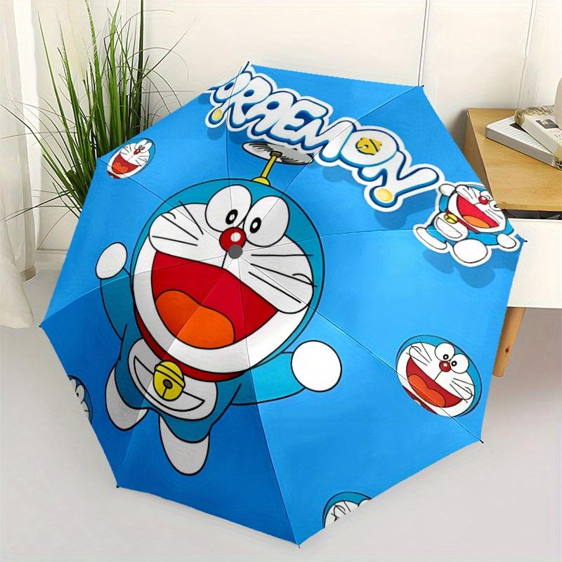 Doraemon Abenteuer Automatischer Faltregenschirm mit stabilem Eisenrahmen, Tragbarer Kompakter Reise-Regenschirm Ganzjahresnutzung Partys029
