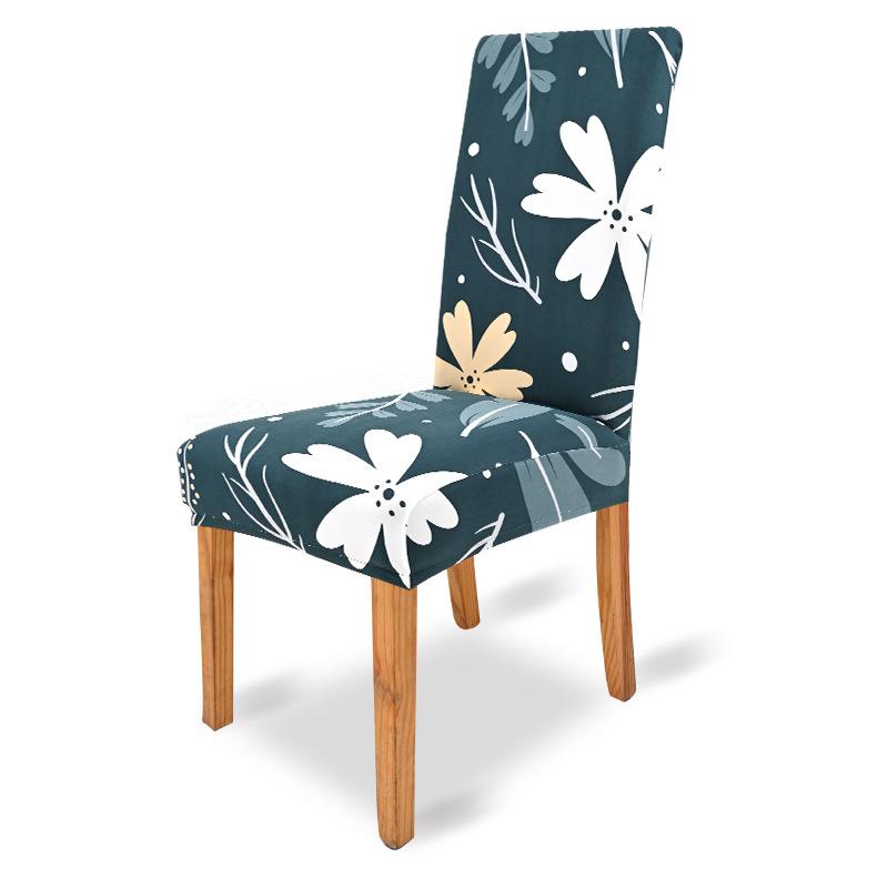 

Elastic Printed Chair Cover Middle Back Hotel Restaurant Floral Decoration Chair Cover Non-slip Furniture Protective Stool Cover middle back 45-55cm
