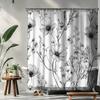 Minimalist Floral Shower Curtain Black Line Art Wildflower Pattern Modern Bathroom Decor Waterproof Printed Bath Curtain Home