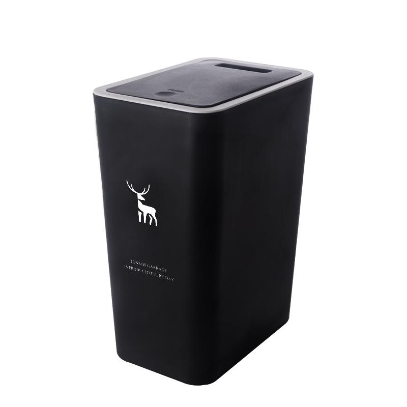 Luxurious Press-Lid Large Capacity Plastic Trash Can for Home, Kitchen, Bathroom, and Living Room