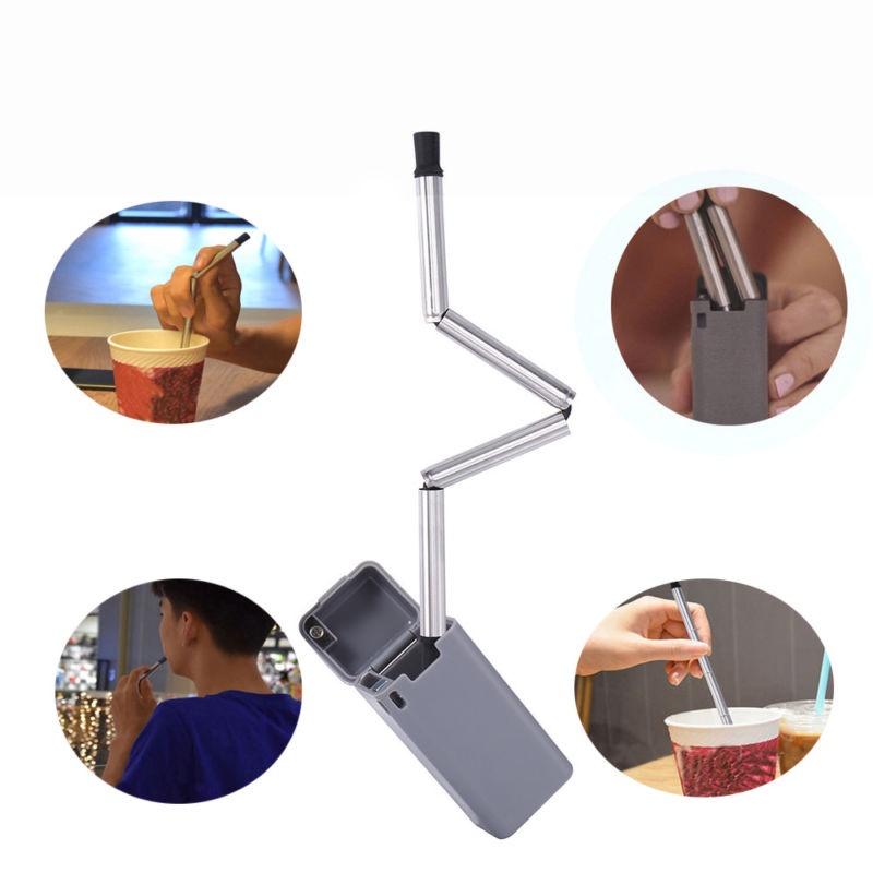 Outdoor Portable Creative Stainless Steel Travel Collapsible Straw Reusable