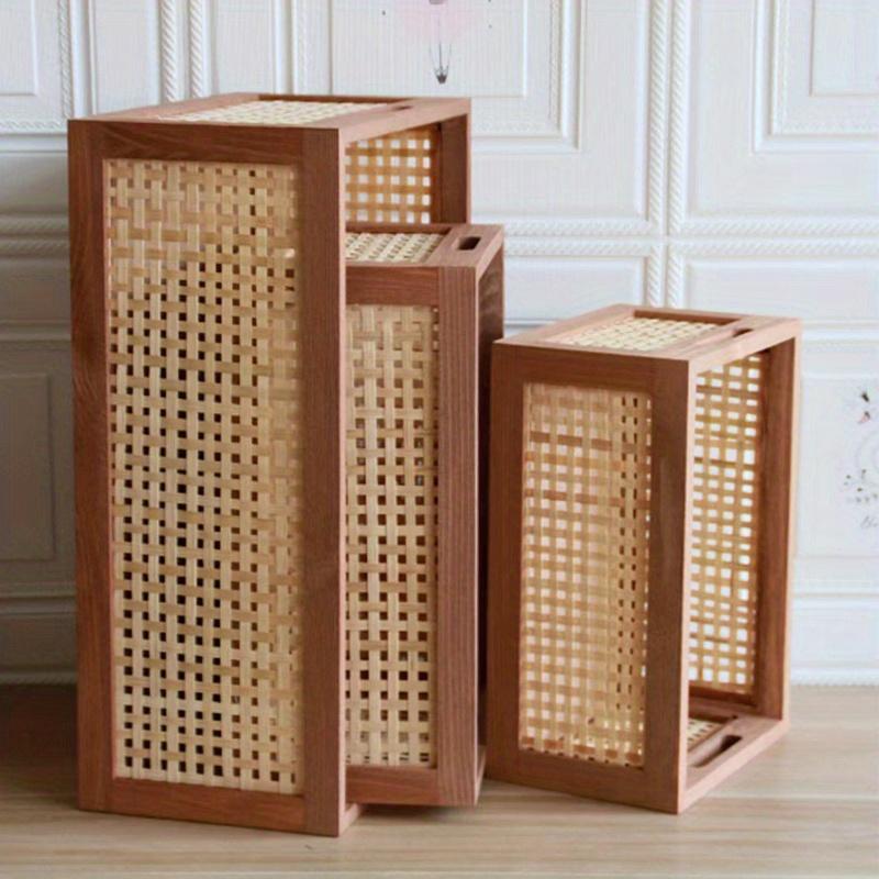 3 pcs set Vintage wooden storage Basket included S&M&L sizes,Decorative Woven Organizer s for Book,snacks,Fruit storage.Back to school season.