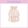 Girl Summer Flower Pattern Sleeveless Shorts Set For Kids 3 To 8 Years