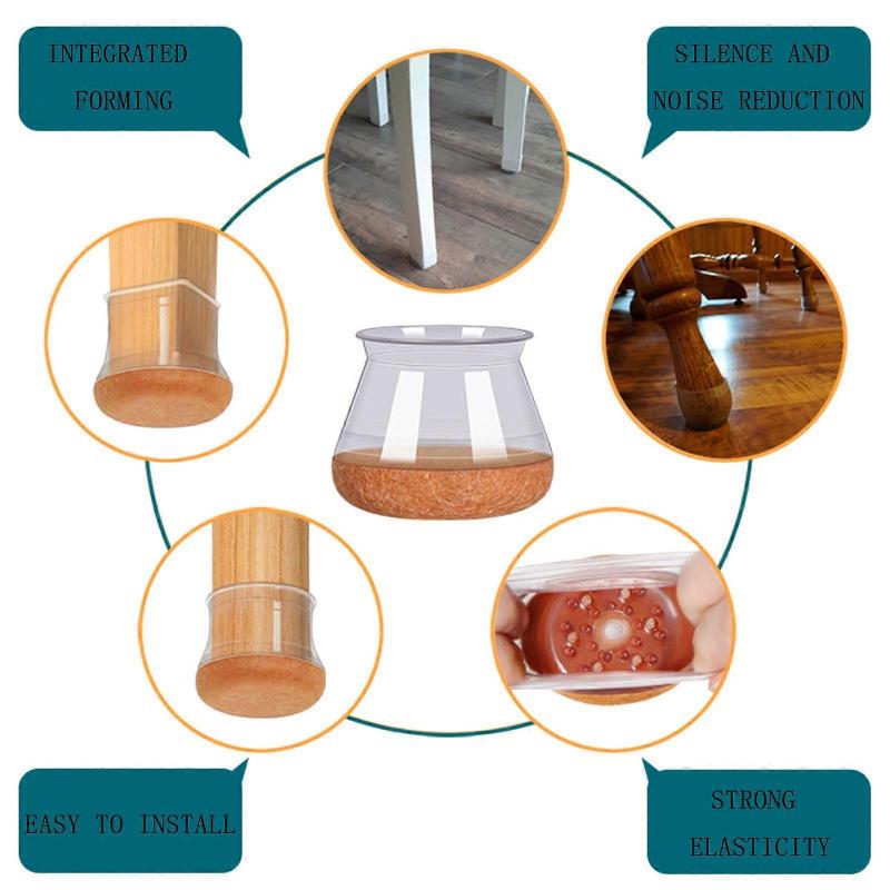 16Pcs Silicone Chair Leg Floor Protectors Felt Bottom Furniture Pad Hardwood Floor Protectors Easy to Install  S