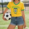 Women's V-Neck Short Sleeve T-Shirt Soccer Print Top Casual Summer Wear