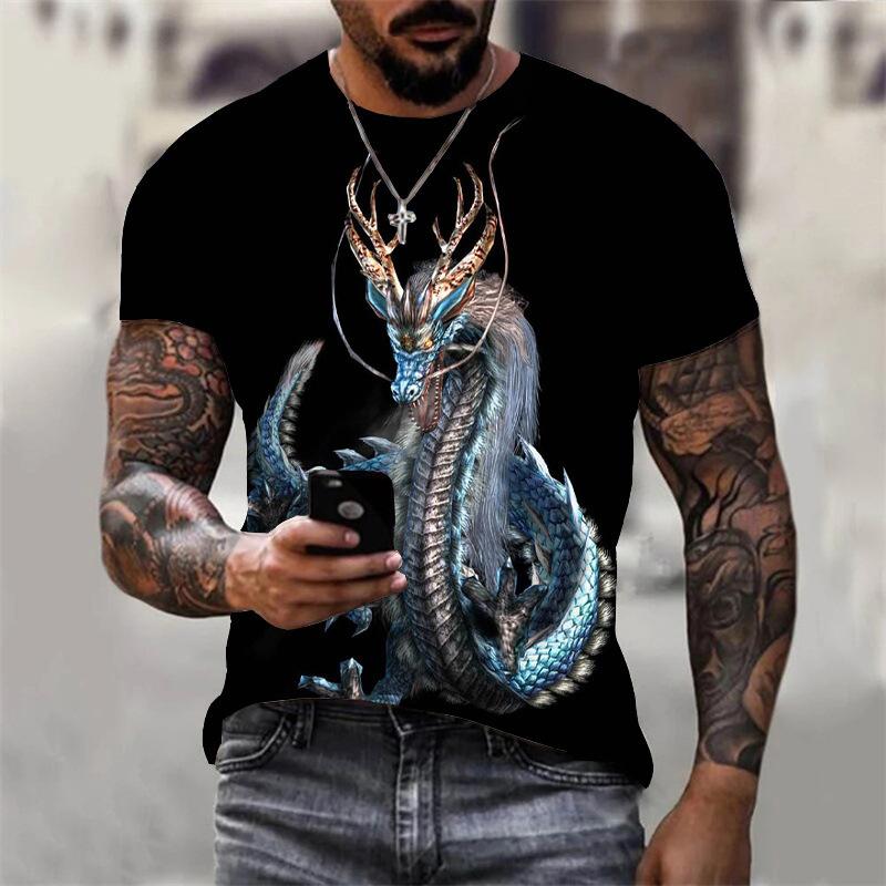 Creative Animal Dragon 3D Printed Short Sleeved T-shirt Fashionable Comfortable Soft Breathable Large Loose Wonens T-shirt