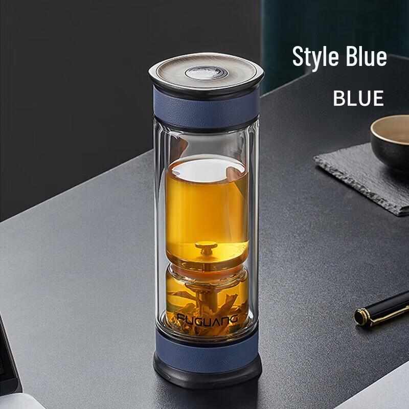 Fuguang Hourglass Double-Layer Glass Tea Infuser Cup