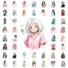 55 Sheets of Hand-Painted Anime Style Stickers for Girls' Journals and Notebooks