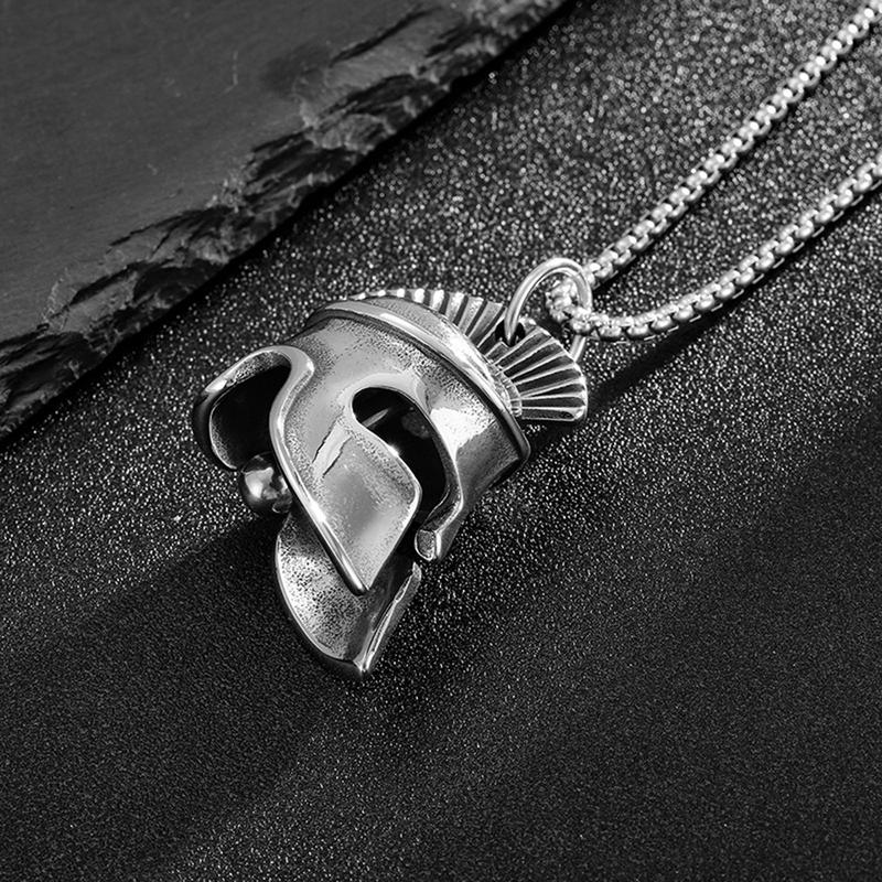 Charm Roman Warrior Spartans Motorcycle Good Luck Pendant Necklaces Vintage Greek Warrior Stainless Steel riding Bells Jewelry