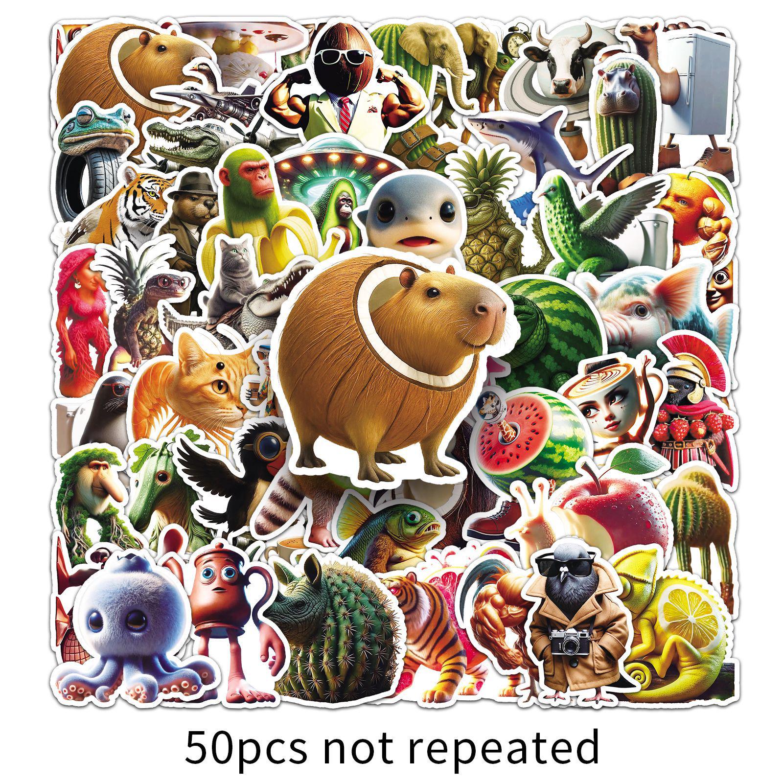 

Shan Hai Jing Waterproof AI Animal Stickers – 50 Curiously Designed Sheets for Helmets, Diaries, and Laptops.