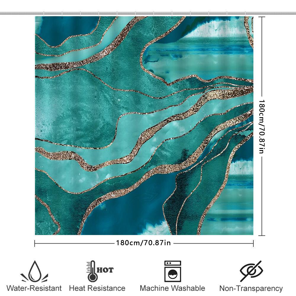 Elegant Marble Shower Curtain Waterproof Modern Abstract Pattern Fabric Bathroom Decor Set