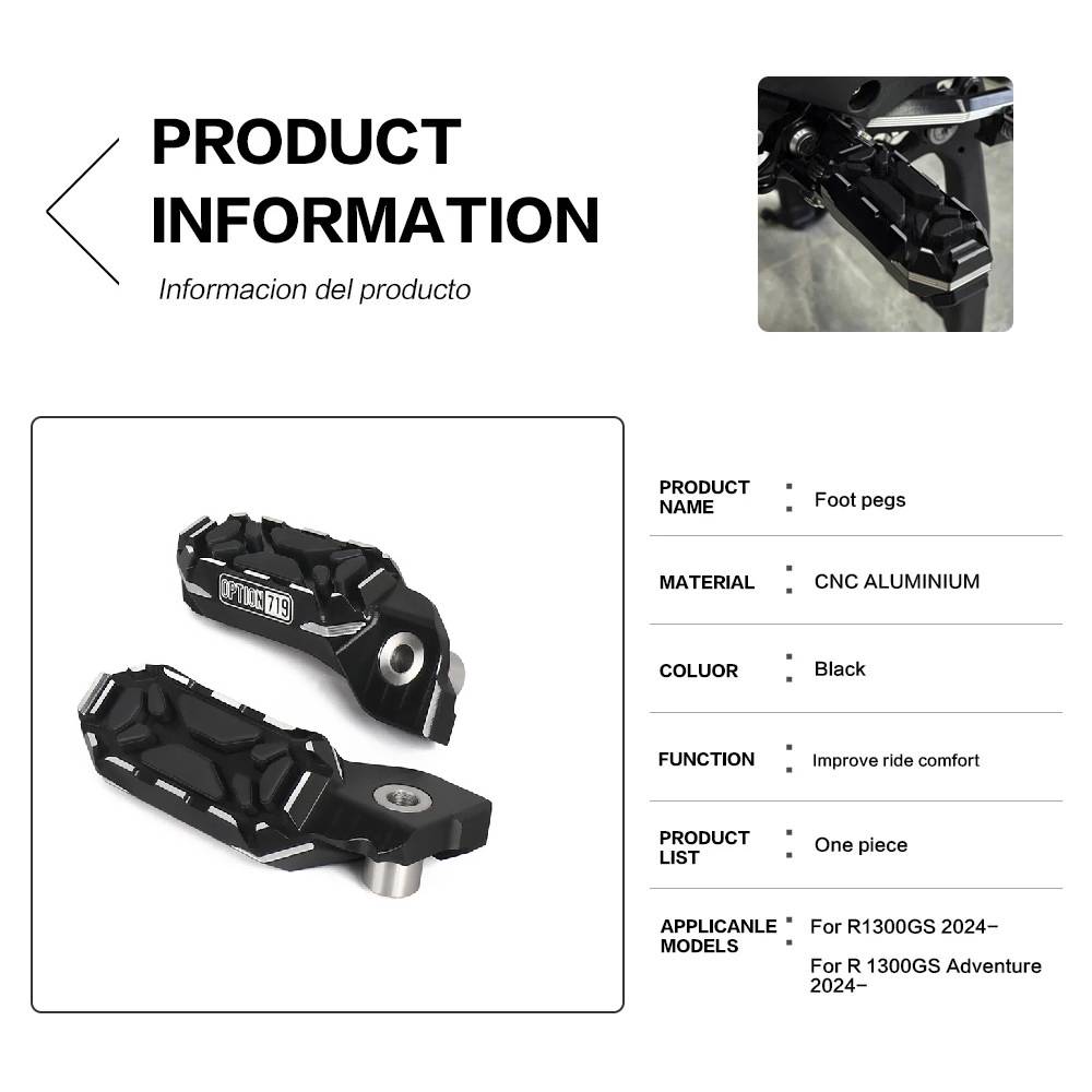 Fit For BMW R1300GS R 1300 GS Adventure R1300GS ADV 2023 2024 2025 Motorcycle 719 Foot Pedals Pegs Rest Footrest Footpeg
