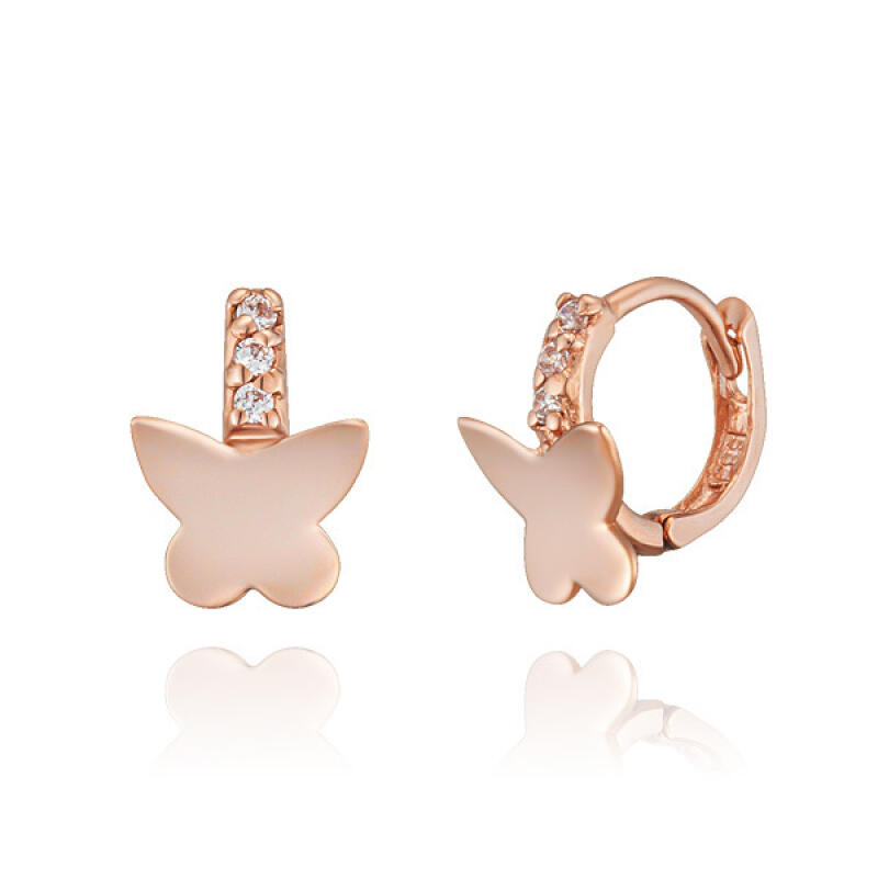 

14K Gold Earrings One-Touch Ring Simple Butterfly BS01018E Pink Gold