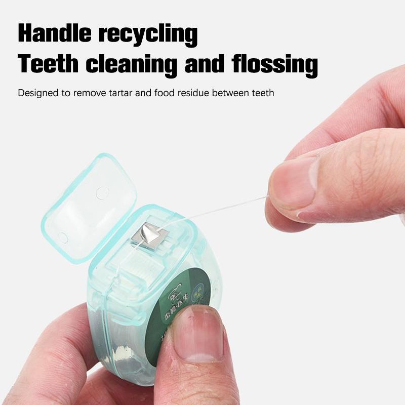 1Pc Portable Stainless Steel Toothpick Set with Floss Roll Reusable Toothpick Floss Teeth Cleaner Oral Cleaning Tools