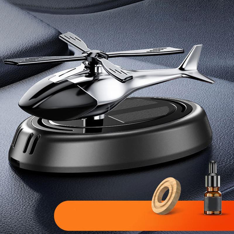 Solar Helicopter Car Air Freshener with Rotating Decor Car Fragrance Mute,Auto Aroma Diffuser for Interior/Office Gift Alloy+ABS
