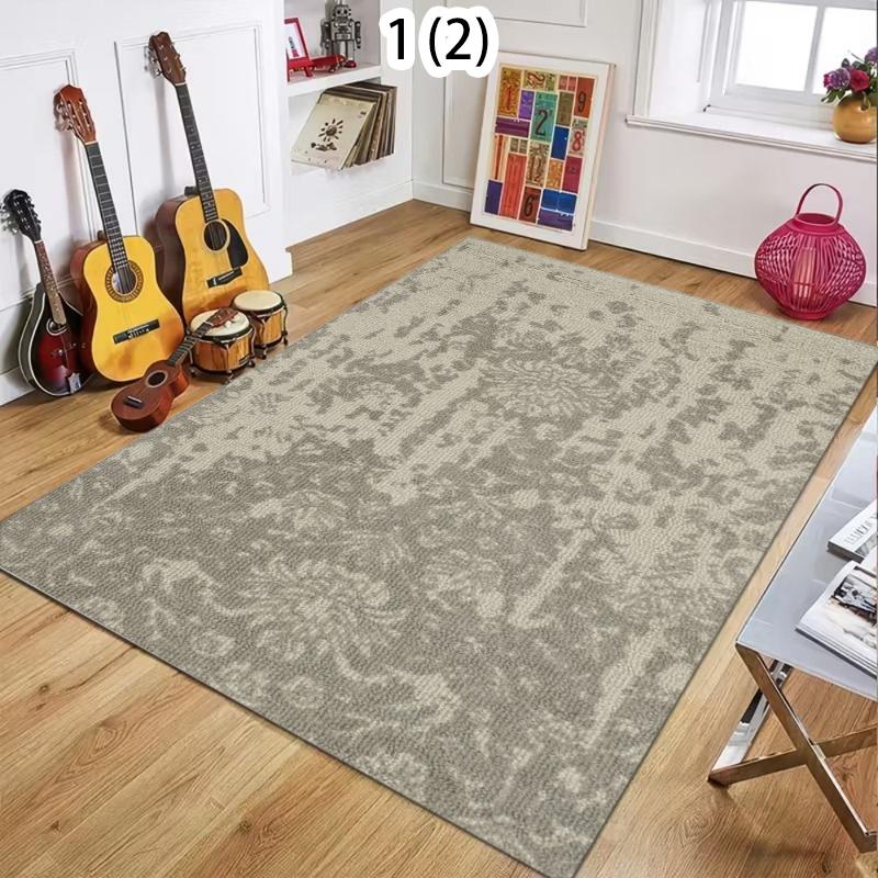Retro Distressed Floral Medallion Pattern Non-Slip Area Rug Soft Washable Floor Carpet for Living Room Bedroom Home Decoration