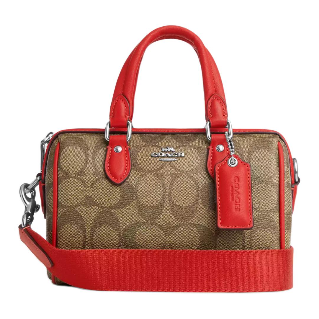 

Coach Rowan 17 Classic Monogram Zip Closure Signature Coated Canvas And Smooth Leather Tote Shoulder Crossbody Bag Small Women bags CR338-SVUC3 Basic Set (Bag+Dust Bag)