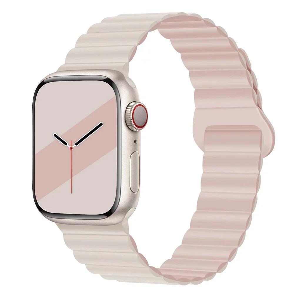 Magnetyczny Pasek Silikonowy Sportowy Bransoletki Do Apple Watch 41mm 42mm 44mm 45mm 46mm 49mm iWatch Seria 11 10 9 8 7 6 5 4se