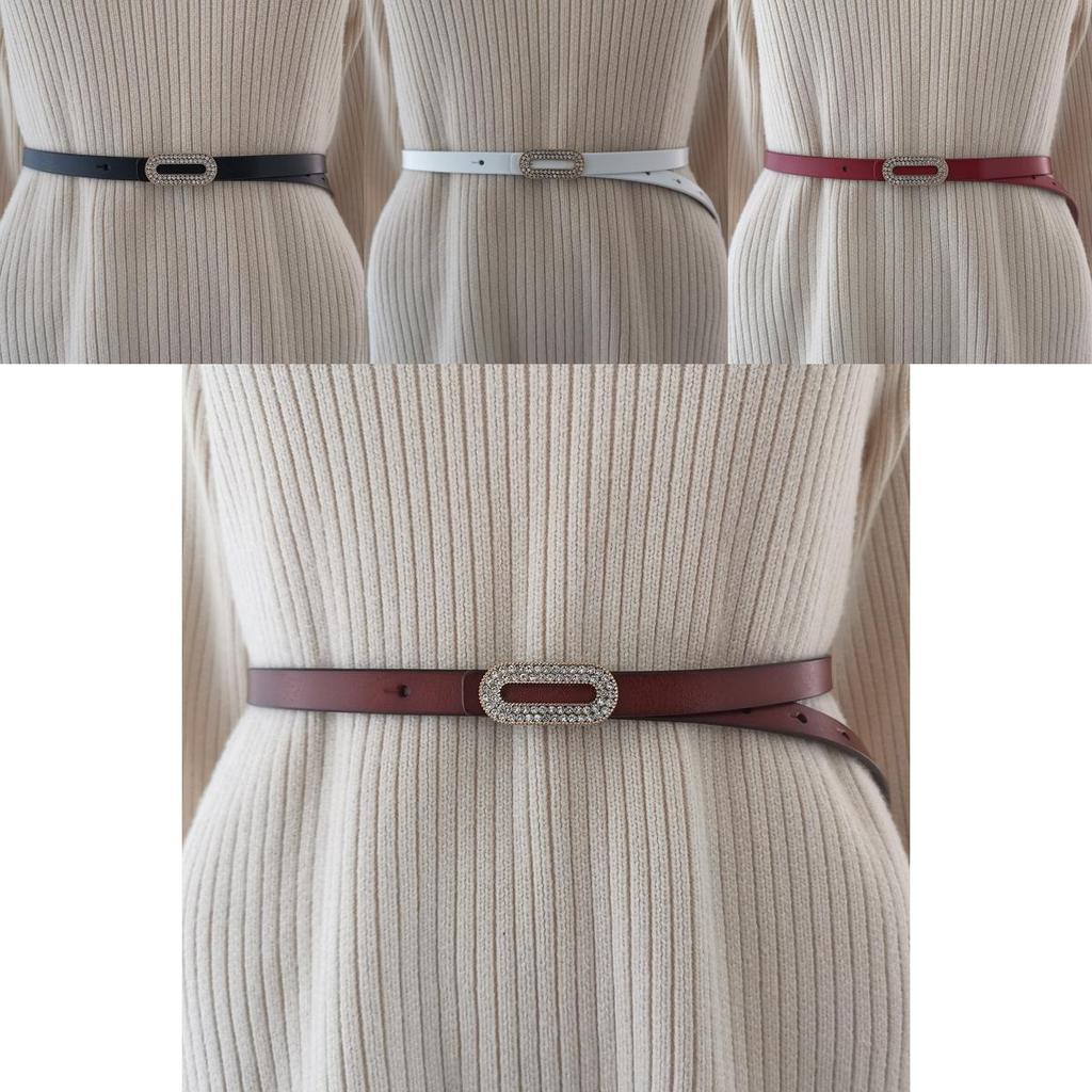 Fashionable Leather Dress Belt With Metallic Buckle For Stylish Winter Layering
