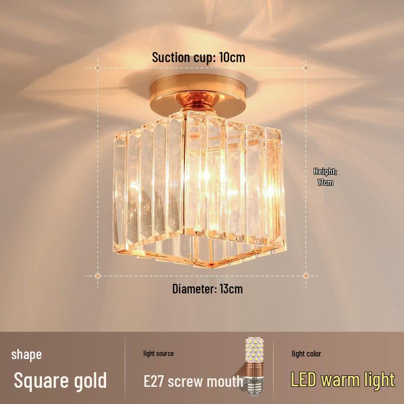 Crystal Ceiling Light for Modern Spaces - Elegant, Simple, Nordic Design for Corridors, Balconies, Entrances, and Bedrooms