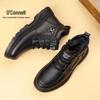 Aokang Men's Winter Wool-Lined Leather Casual Snow Boots