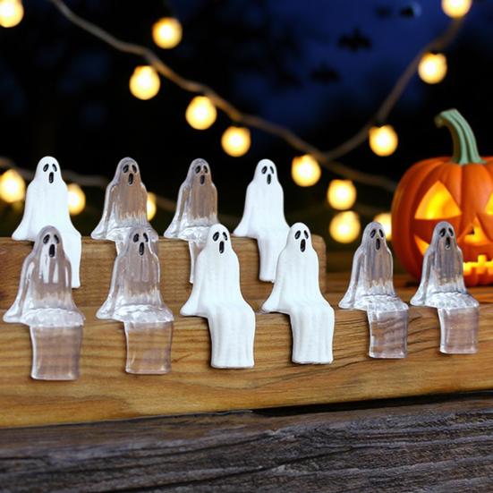 20 Pcs Mini Ghost Ornaments Sitting Ghost Miniatures Halloween Screaming or Smiling Ghost Decorations for Flower Pot Bookshelf Windowsill Edge