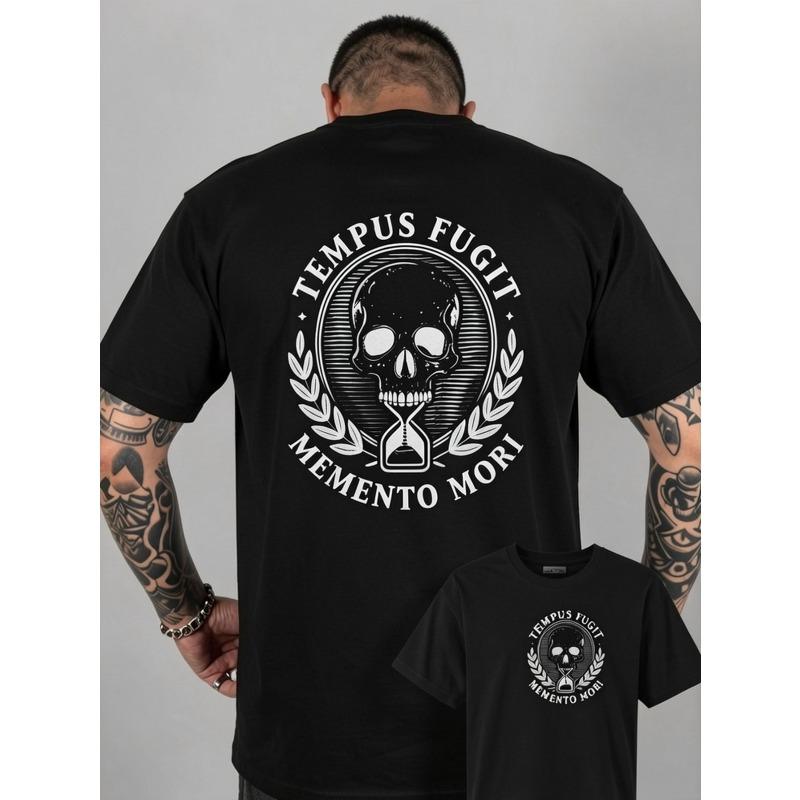 Tailles européennes Hommes T-shirt Sport Manches Courtes Imprimé Vintage Décontracté Hommes, Streetwear Crâne