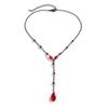 Retro Gothic Drip Blood Tassel Necklace with Blood Crystal Pendant for Women