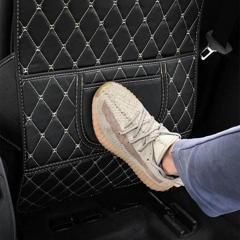 Leather Car Anti-Kick Mats Auto Seat Back Protector Cover For Children Kids Backseat Anti-Dirty Pad Storage Bag Car Accessories