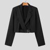 INCERUN Menn Lapel Langermet Front Cross Belte Kort Blazer Casual Jakker