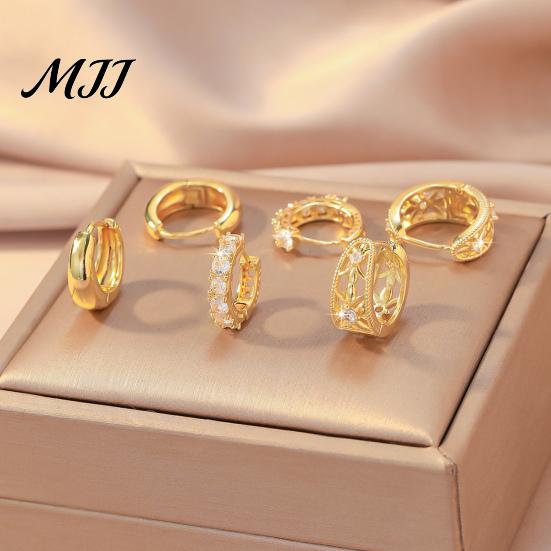 Non Pierced Earring 3 Pairs Ear Cuffs, Minimalist Metal Hollow Zirconia Clip-on Earrings Stackable Set for Women, Fashionable Jewelry Daily Wear Women