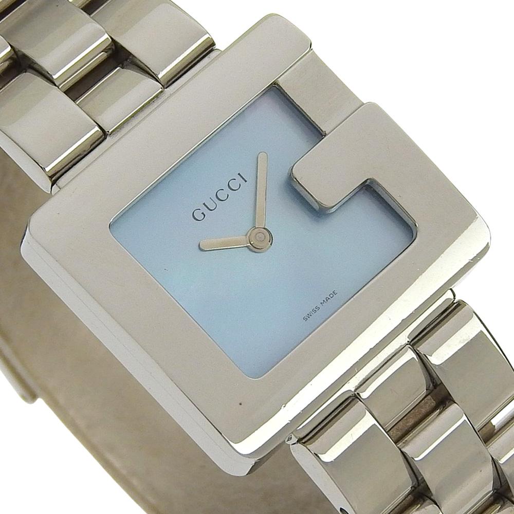 Gucci G Watch Watches 3600J Blue shellDial Stainless Steel Quartz Analog Display Women Used