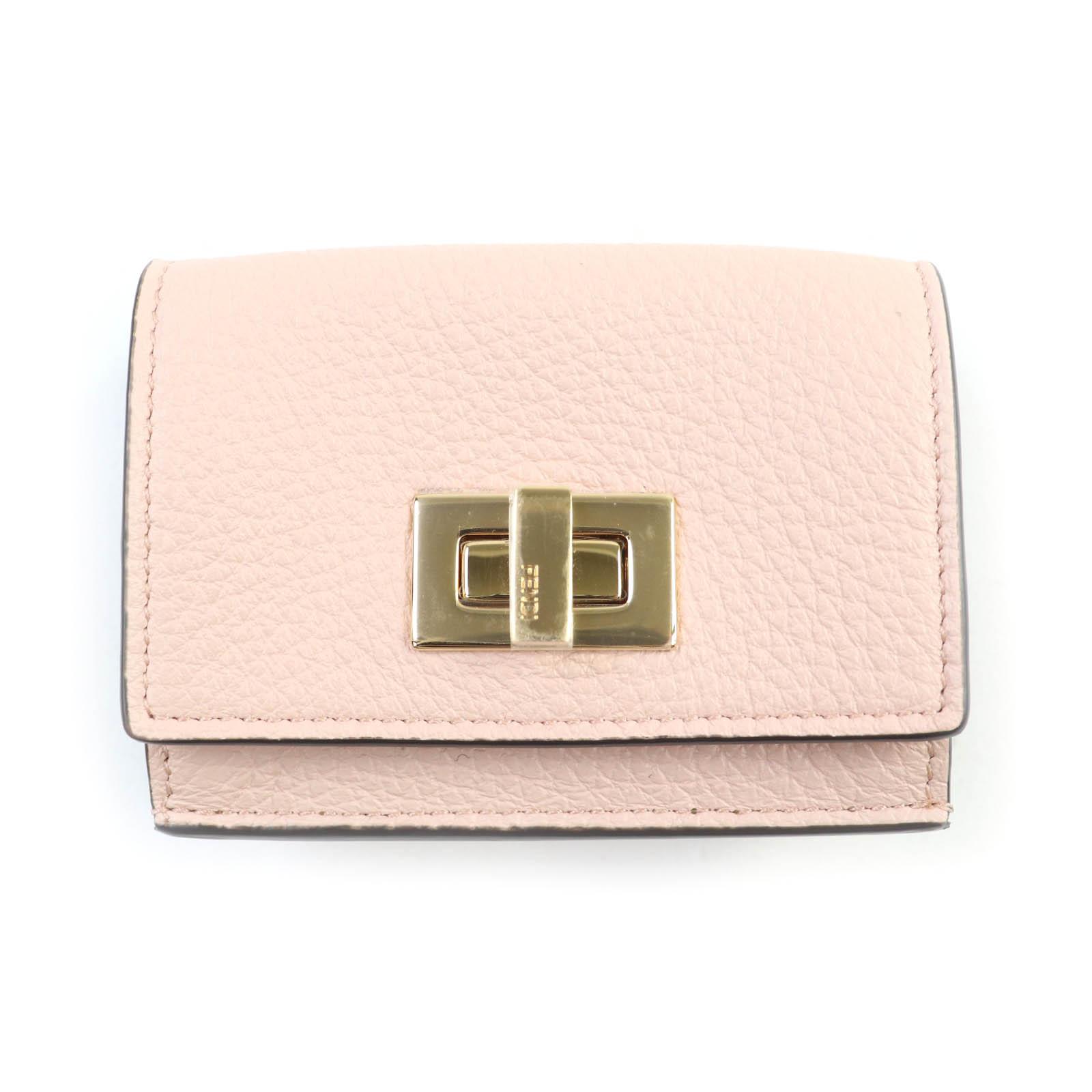 

FENDI Tri-fold wallet Celeria Peekaboo Compact wallet pink leather Women 8M0426 Used