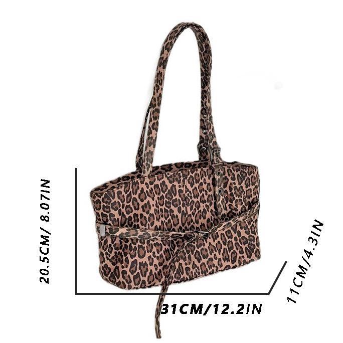 Autumn and Winter Retro Canvas Bag Women's 2025 New Trendy Casual Versatile Shoulder Bag Sweet and Cool Girl Leopard Print Tote Bag