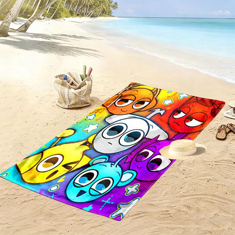 Asciugamano da Spiaggia Sprunki Print, Asciugamano Grande Morbido ad Asciugatura Rapida per Spiaggia Campeggio Nuoto