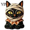 Wooden Wizard Doll Vintage Halloween Figurine, Rustic Witch Zombie Cat Owl Frog Tabletop Table Decor Ornament, Farmhouse Tiered Tray Decoration