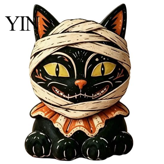 Wooden Wizard Doll Vintage Halloween Figurine, Rustic Witch Zombie Cat Owl Frog Tabletop Table Decor Ornament, Farmhouse Tiered Tray Decoration