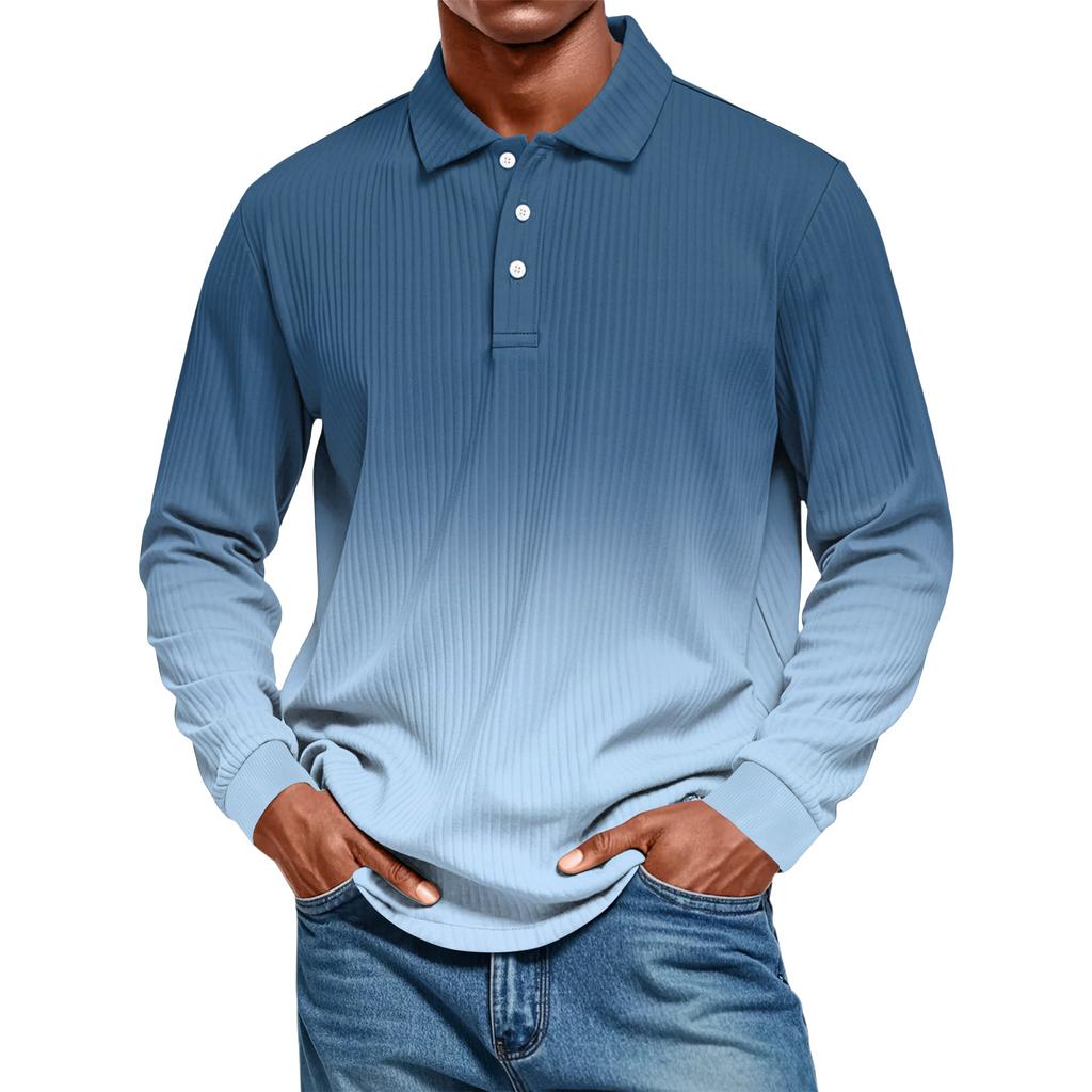 Men's Casual Style Solid Color Loose  Shirt Long-sleeved Top