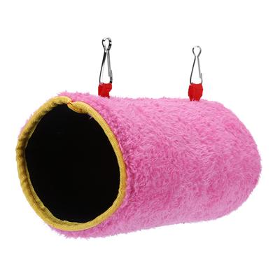 Small Pet Birds Hanging Cage Bed Parrot Squirrel Warm Tunnel Hammock House (Pink L)