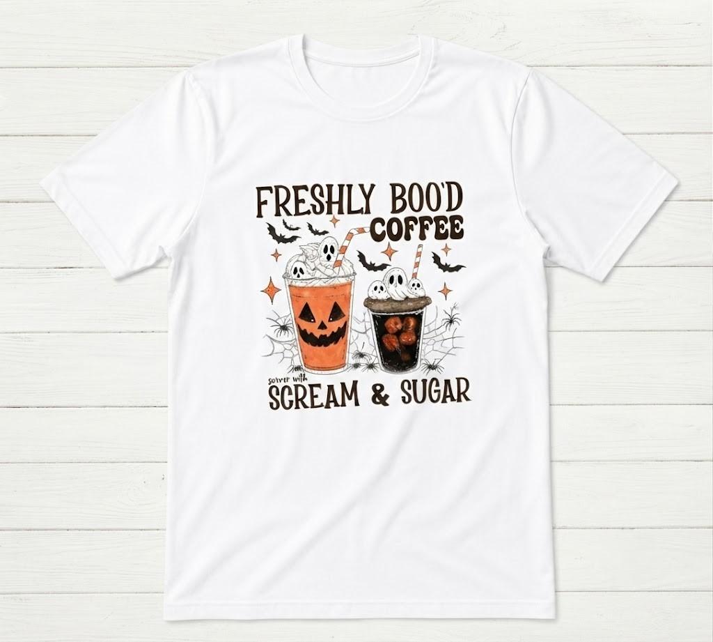Halloween Tee Ghost Halloween Coffee Cute Ghost White T-shirt