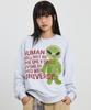 HOODHOOD Alien Slogan Sweatshirt Melange White