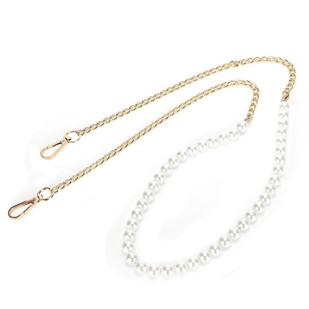1pcs Metal Buckle Bag Strap Replacement Alloy Lobster Claw Clasps Imitation Pearl Chain For Handbag