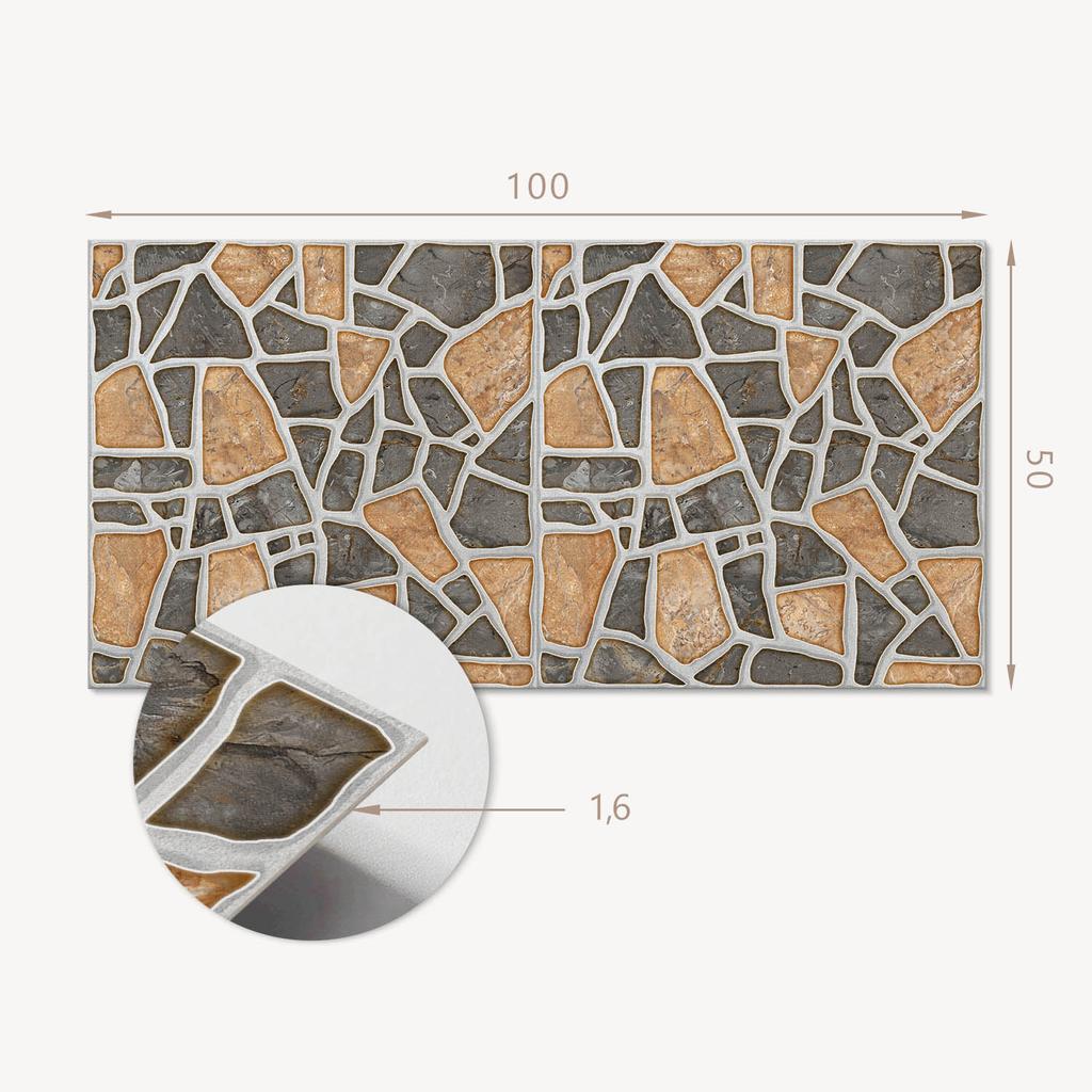 Samoprzylepna Dekoracja Winylowa Na Ścianę 100X50 Cm Wzór Kamiennej Mozaiki