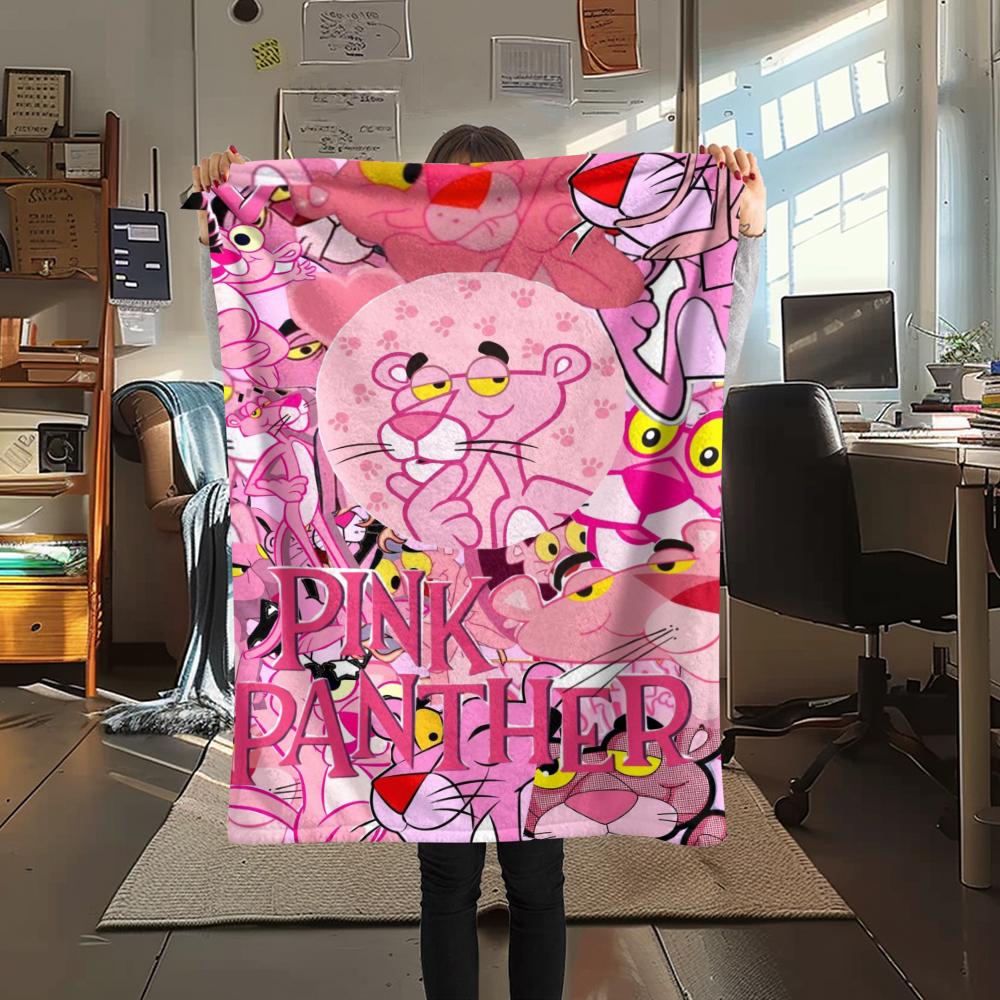1 ks Růžový panter Potisk Flanelová deka, Vysoká kvalita Pohodlná pro Všechna roční období, Domácí dekorace, Teplo a Pohodlí, Perfektní pro Vánoční dárky209