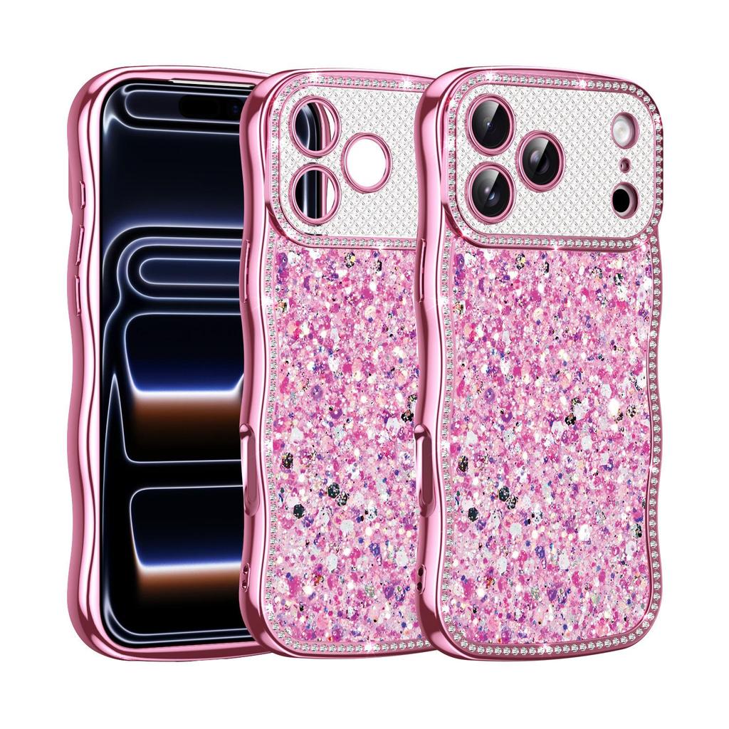 Diamond Glitter Electroplated Phone Case for Apple 17 Pro Max, 16 Pro, Wave 15, Magnetic Custom
