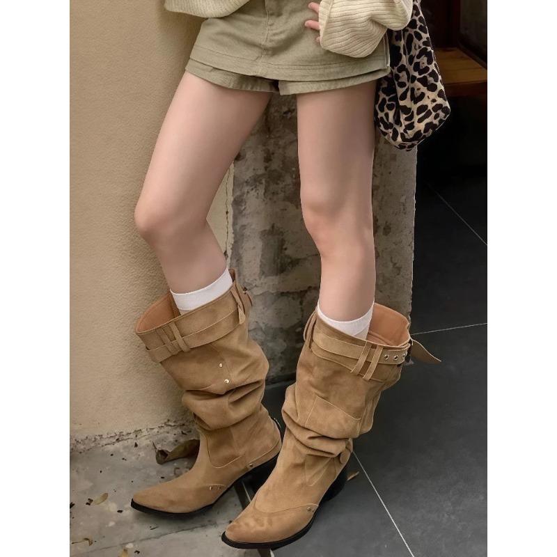 Fashion Thin Boots Women's 2025 Big Tube Wrap Brown Pile Boots
