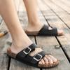 Daily Wear Flat Cork Slippers Double Buckle Open Toe Beach Sandals