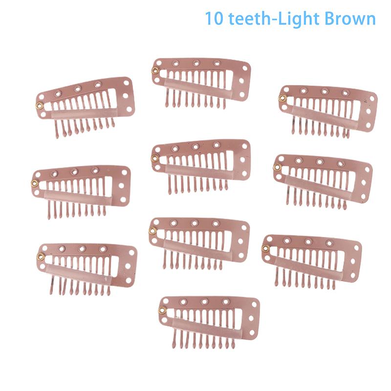 10Pcs 9/10 Teeth Snap Wigs Clips Portable Metal Snap Hair Clips For Hair Extensions Accessories Tool10 Pcs Hair Extension Clips
