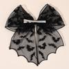 Halloween Bat Bow Hair Clips Bat Embroidery Lace Tulle Veil Gothic Hairpins Spooky Cosplay Hair Accessories For Women Girls